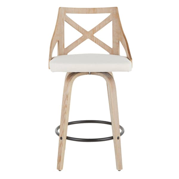 LumiSource Charlotte Farmhouse Swivel Counter Stools - Set of 2