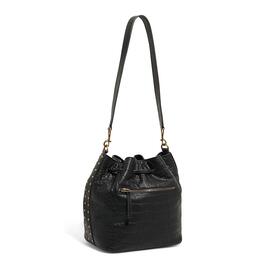 American Leather Co. Aden Drawstring Shoulder Bag - Black Croco