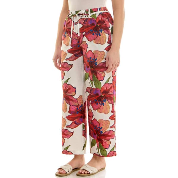 Womens Zac & Rachel Floral Pull On Wide Leg Pants