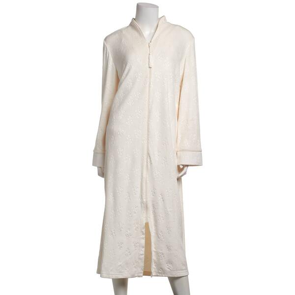 Womens Jasmine Rose Long Sleeve 48 Twigs Embossed Zip Robe - image 