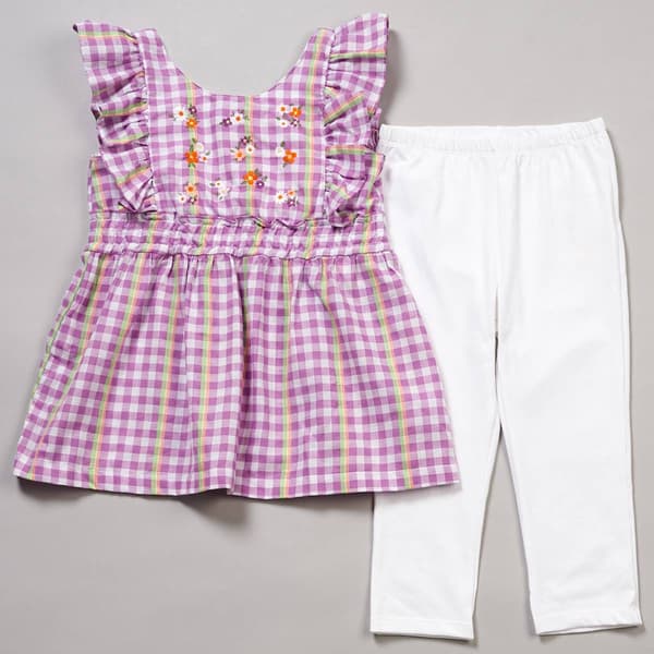 Girls (4-6x) Kids Headquarters(R) 2pc. Plaid Top w/ Solid Capris