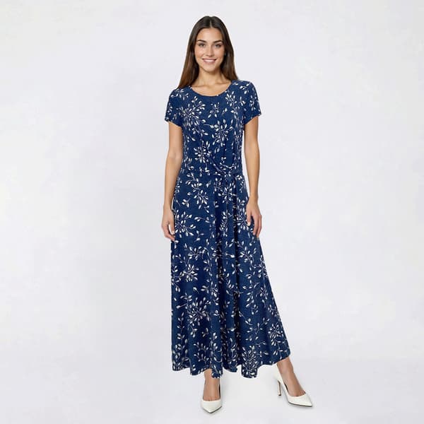 Womens Perceptions Short Sleeve Vine Side Tie Midi Dress - image 