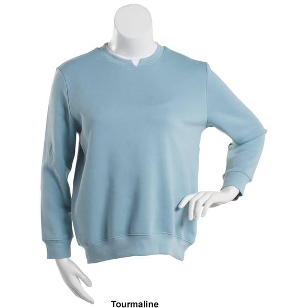Womens Hasting & Smith Long Sleeve Basic Fleece Crew Neck Top