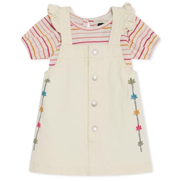 Toddler Girl 7 For All Mankind&#40;R&#41; Denim Jumper & Stripe Bodysuit - image 