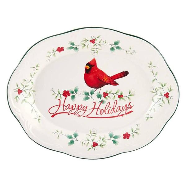 Pfaltzgraff(R) 11in. Berry Happy Holidays Cardinal Oval Platter - image 