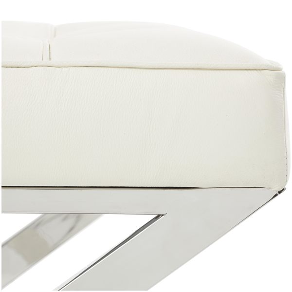 9th & Pike® Modern White Leather Ottoman Stool