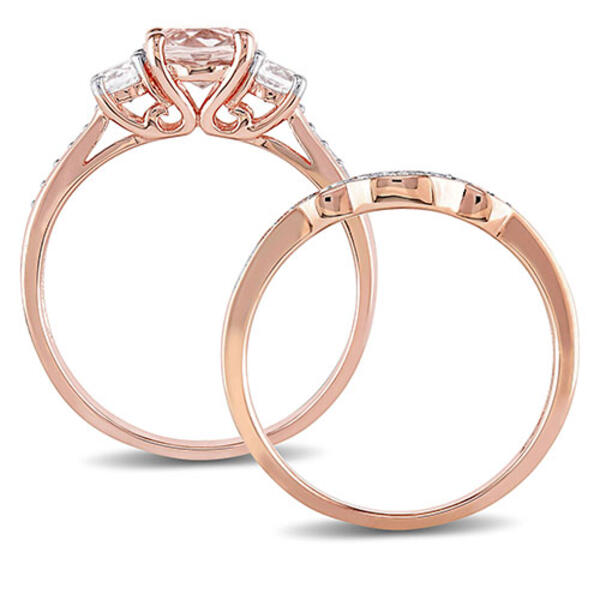 Gemstone Classics&#8482; 10kt. Rose Gold 1/7ctw. Bridal Ring Set