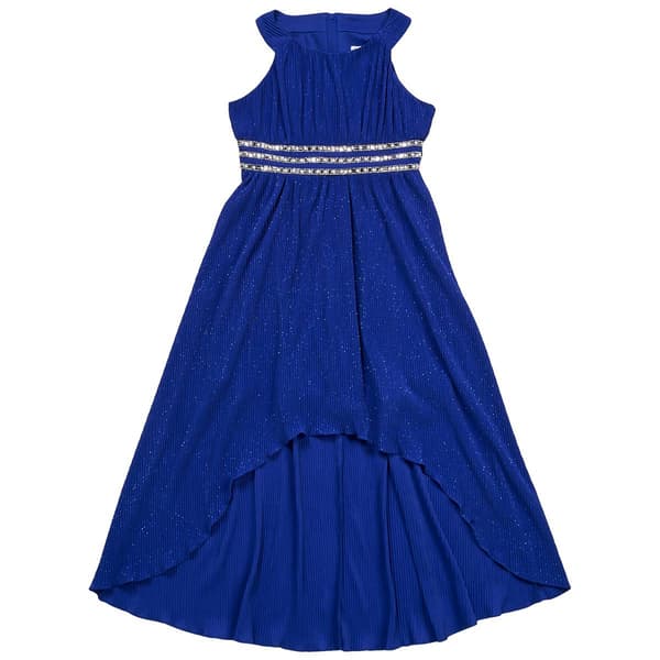 Girls (7-16) Rare Editions Halter Pleated Glitter Chiffon Dress - image 