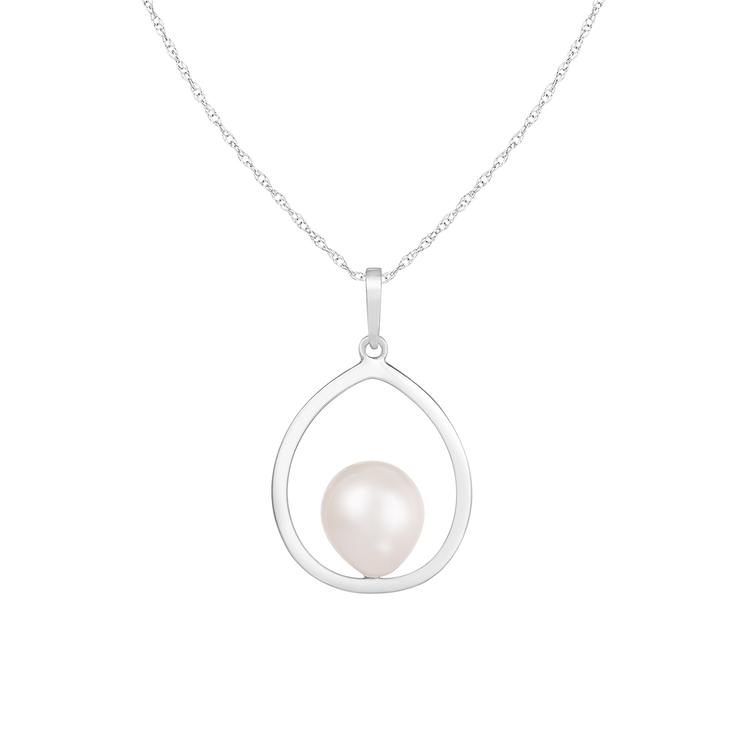 Splendid Pearls 14kt. White Gold Pearl Pendant Necklace