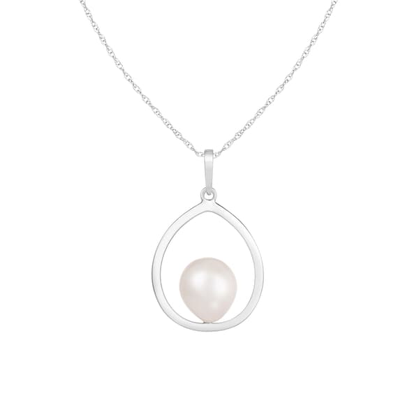 Splendid Pearls 14kt. White Gold Pearl Pendant Necklace - image 