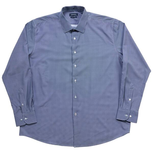 Mens Nautica Slim Fit Stretch Dress Shirt - Navy Mini Check - image 