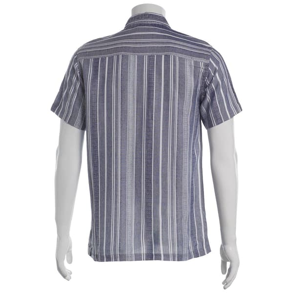 Mens Natural Blue by Visitor Vertical Stripe Button Down Shirt