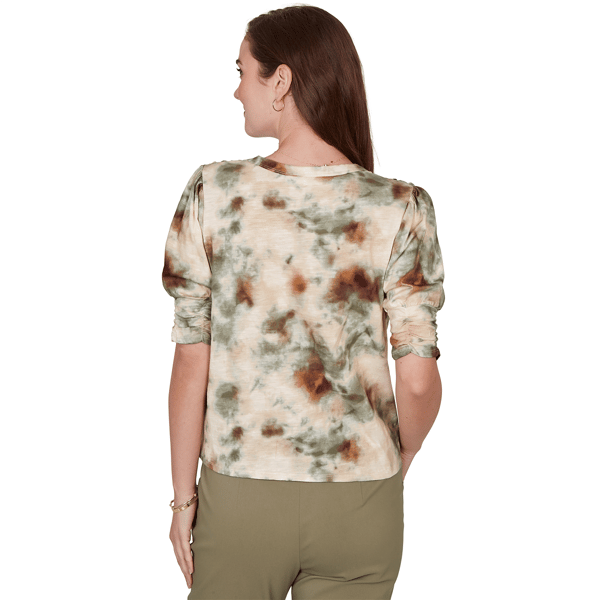 Womens Skye’s the Limit Key Items Elbow Sleeve Tie Dye Blouse