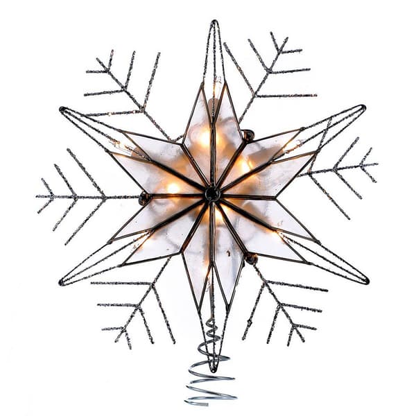 Kurt Adler 10-Light 10in. Silver Capiz Wire Snowflake Treetop - image 