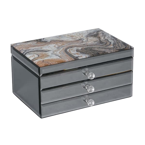Mele & Co. Maxine Mirrored & Marbled Jewelry Box With Accents - image 