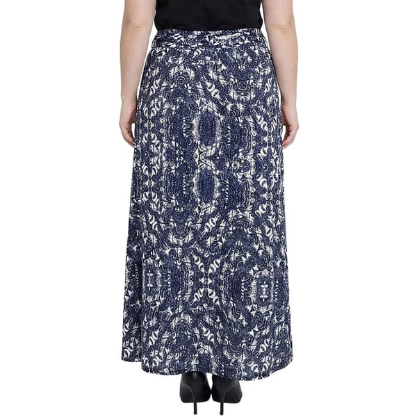 Plus Size NY Collection Pull On Side Tie ITY Skirt - Navy Skyte