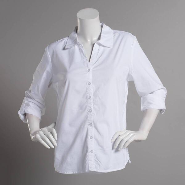 Plus Size Erika Whitney Long Roll Tab Sleeve Button Front Shirt - image 