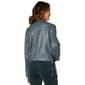 Women Long Sleeve Button Front Pleather Moto Jacket - image 2
