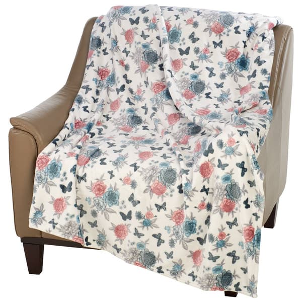 Ashley Cooper&#8482; Butterfly Bloom Print Plush Throw