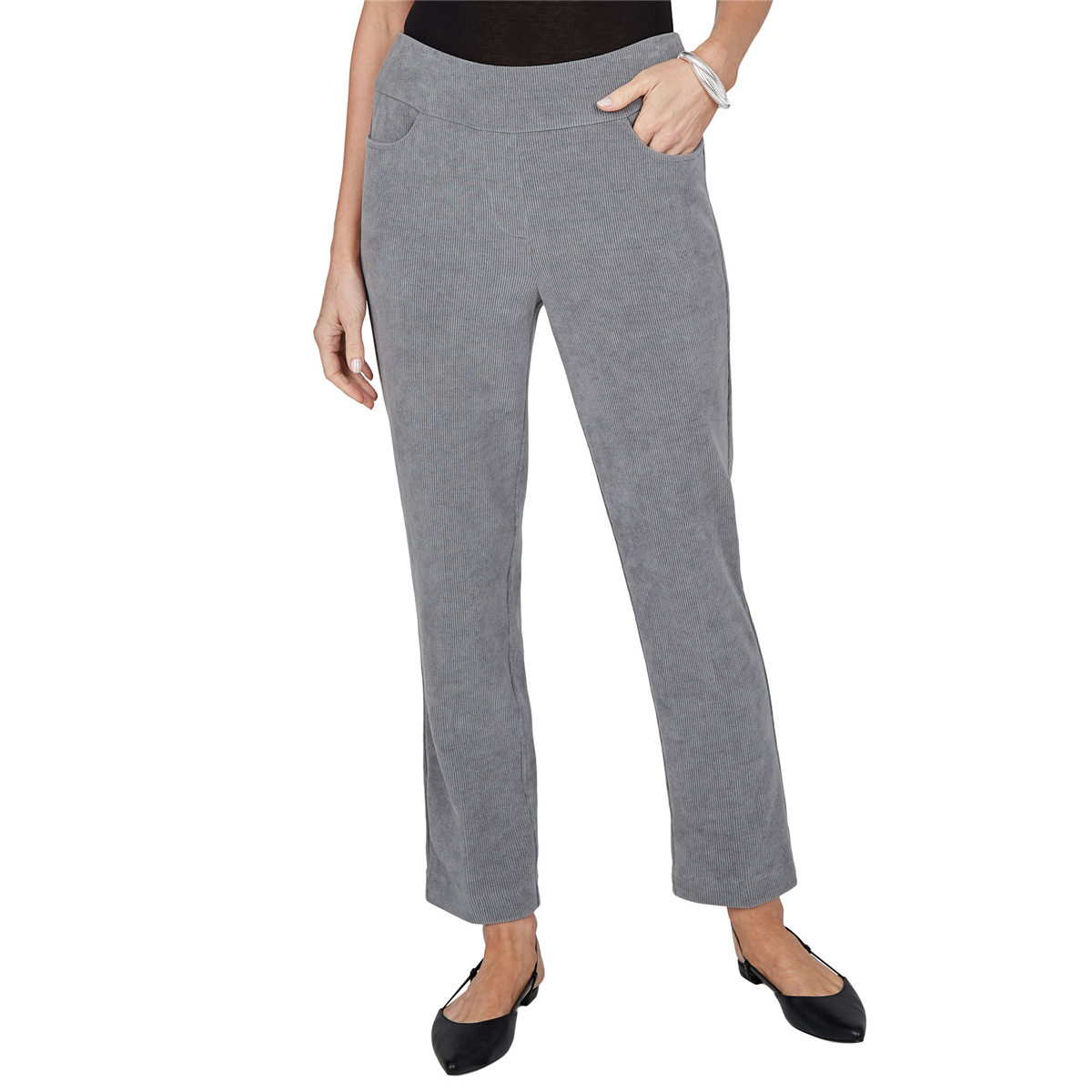 Womens Alfred Dunner Vail Pull On Slim Fit Corduroy Pants