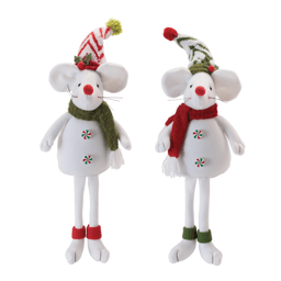 Melrose Holiday Plush Mouse Figurines - Set of 2