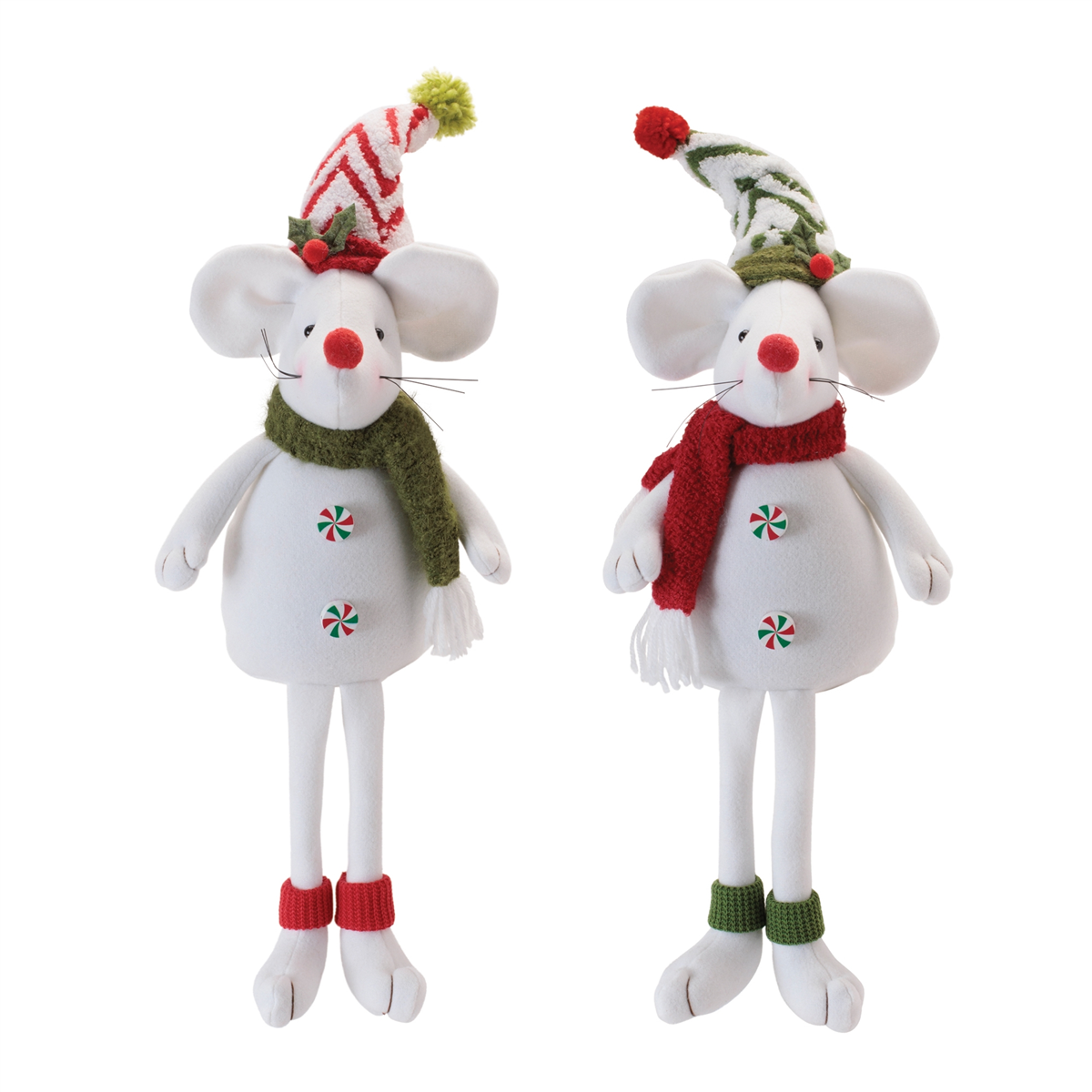 Melrose Holiday Plush Mouse Figurines - Set of 2