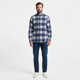 Mens Chaps Double Brush Stretch Flannel Shirt - Lightening Blue