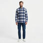 Mens Chaps Double Brush Stretch Flannel Shirt - Lightening Blue - image 3