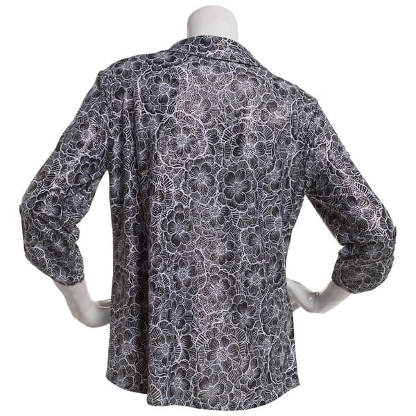 Petite Emily Daniels 3/4 Sleeve Disco Dot Button Front Blouse