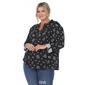 Plus Size White Mark Pleated Long Sleeve Leaf  Blouse - image 5
