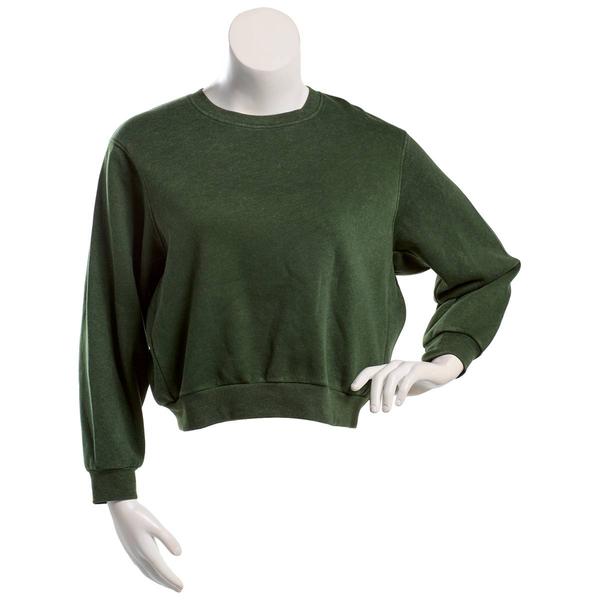 Juniors Pink Rose Fleece Mineral Wash Drop Shoulder Pullover - image 