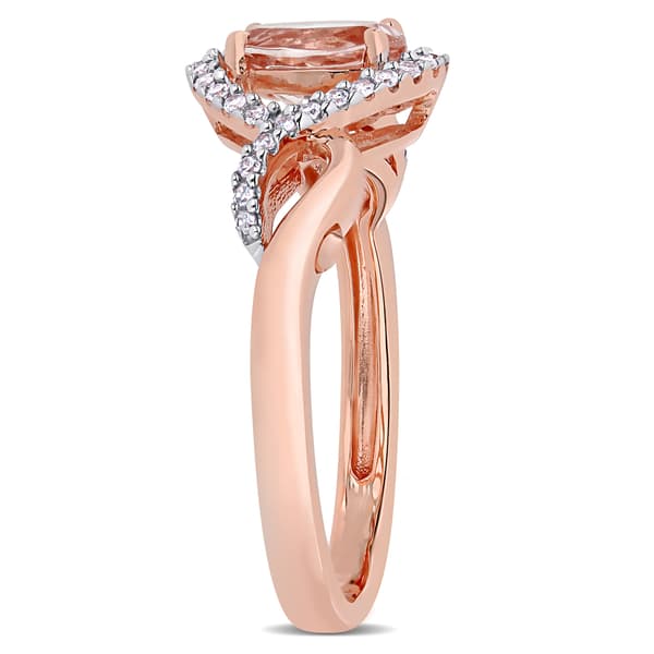 Gemstones Classics&#8482; 10kt. Rose Gold Morganite & Diamond Halo Ring