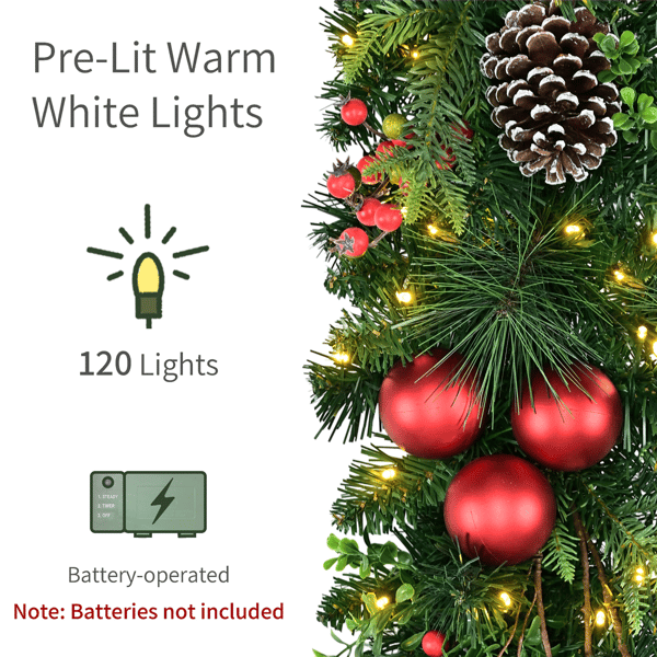 Puleo International 6ft. LED Pinecone & Berries Adorned Garland