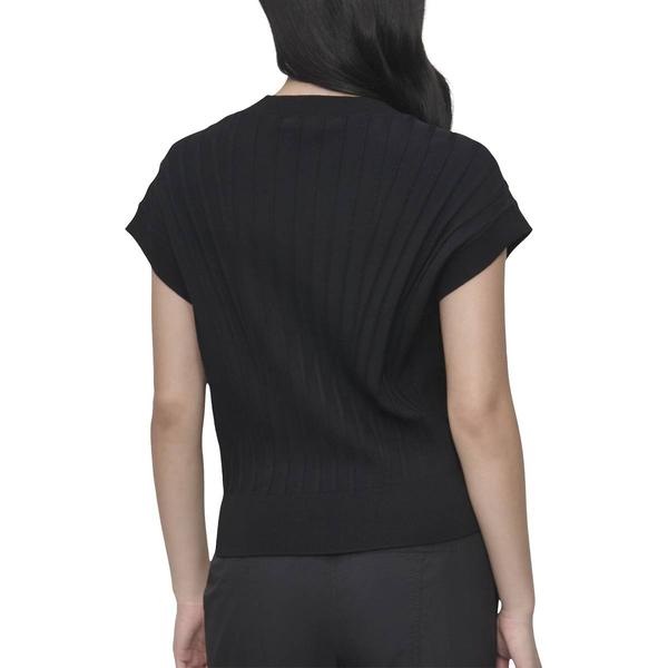Womens DKNY Cap Sleeve Wide V Neck Rib Knit Sweater