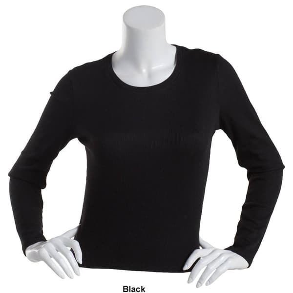 Juniors Poof! Long Sleeve Peach Rib Meet &amp; Greet Crew Neck Tee