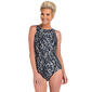 Womens Maxine Brushstroke Shimmer Hi Neck Maillot - image 1