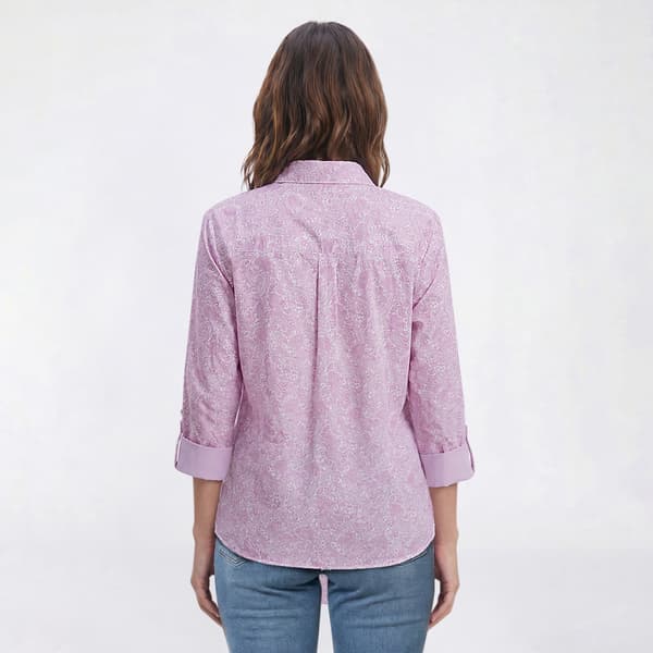 Petite Emily Daniels 3/4 Roll Tab Sleeve Paisley Button Down