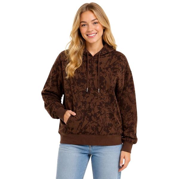 Juniors No Comment Oversized Camo Fleece Hoodie - image 