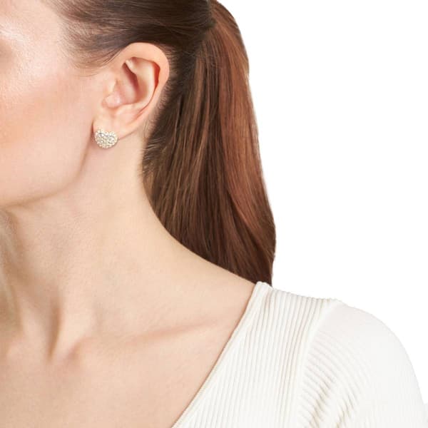 Athra 14kt. Gold over Brass Crystal Puffy Heart Stud Earrings