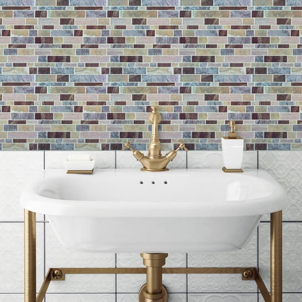 RoomMates&#40;R&#41; Blue Long Stone Tile Peel & Stick Backsplash
