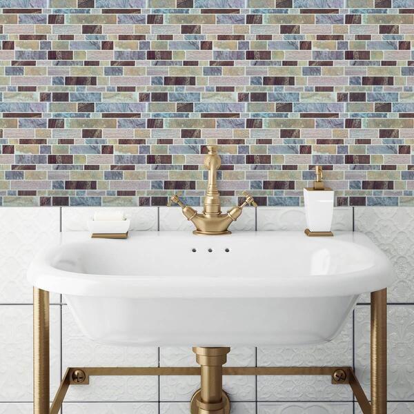 RoomMates&#40;R&#41; Blue Long Stone Tile Peel & Stick Backsplash - image 