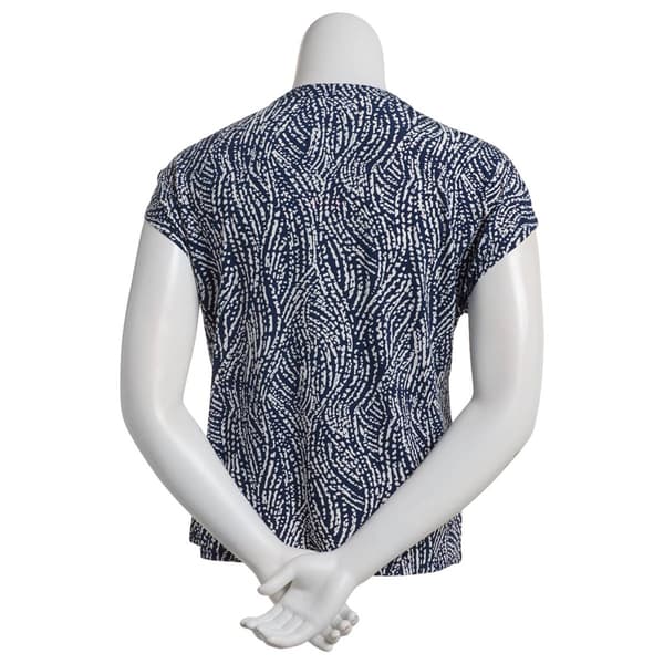Womens Short Sleeve Two Pocket Button Front Swirl Blouse
