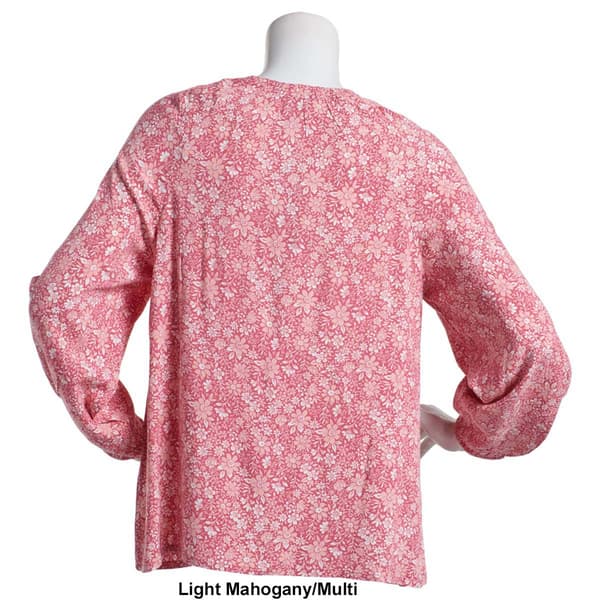 Plus Size Architect&#174; 3/4 Sleeve Floral Peasant Henley Top