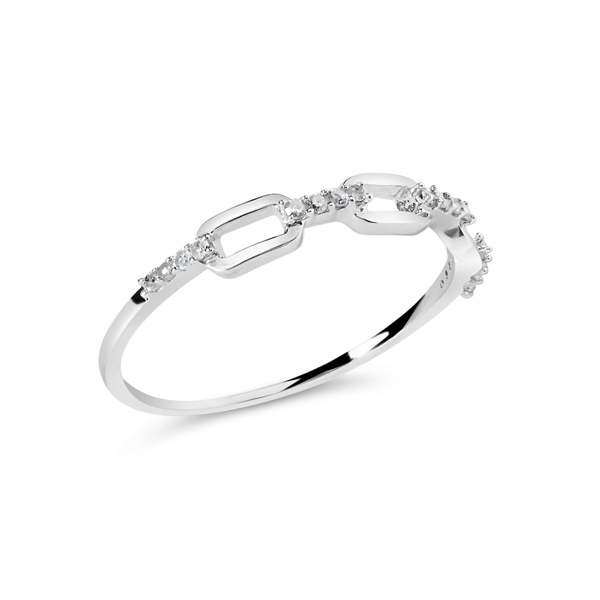 Haus of Brilliance Sterling Silver Diamond Paperclip Band Ring