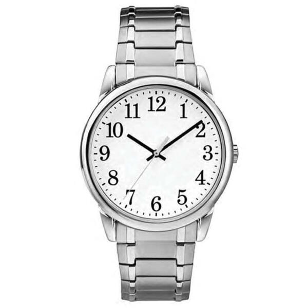 Mens Silver-Tone White Dial Analog-Quartz Watch - 50495S-07-H28 - image 