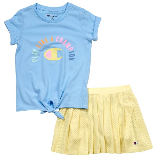 Girls (4-6x) Champion® Tie Front Top w/ Mesh Skort Set