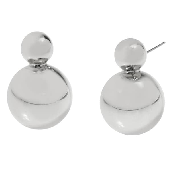 Steve Madden Rhodium Sphere Drop Earrings - image 