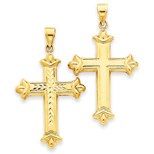 Unisex Gold Classics&#40;tm&#41; 14kt. Yellow Gold Reversible Cross Pendant - image 
