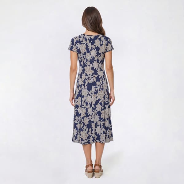 Womens Perceptions Short Sleeve Floral Midi Dress