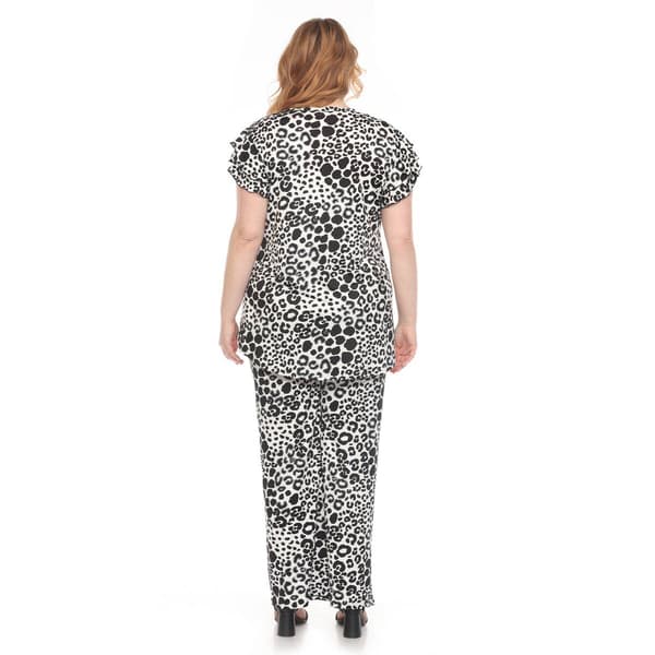 Plus Size White Mark Bold Leopard Print 2pc. Ruffle Sleeve Set